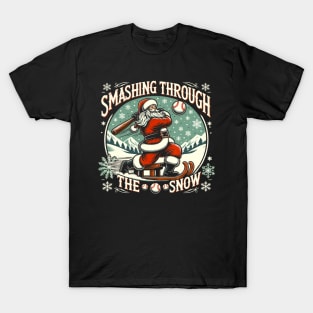 Baseball Player Christmas Santa T-Shirt